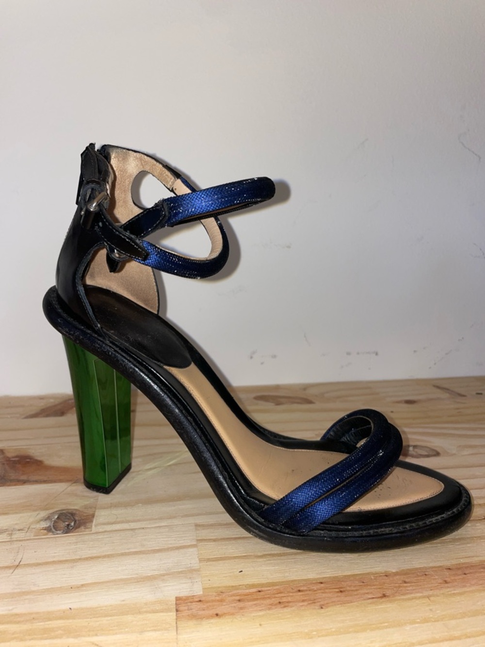 Kenzo colorblock metallic ankle wrap sandal pump heels sz 38